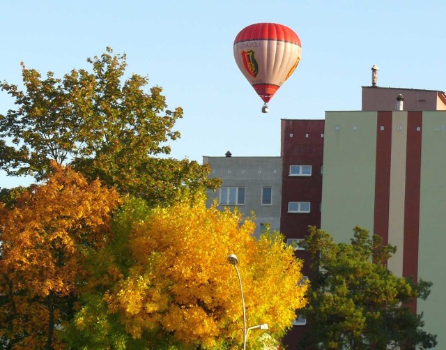 Balon Stalowej Woli nad miastem.