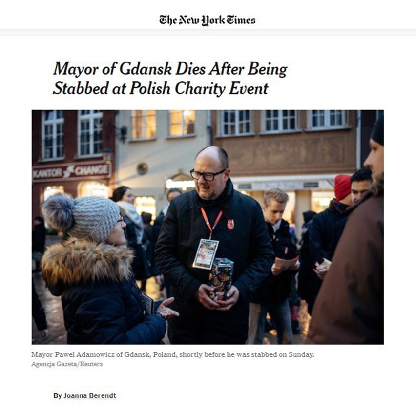 The New York Times w komunikacie dotyczącym śmierci Pawła...