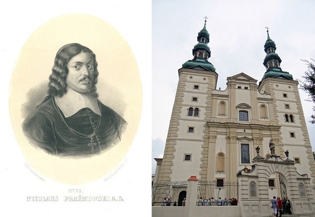 14 października 1668 prymas Mikołaj Prażmowski konsekrował przebudowaną kolegiatę w Łowiczu. Wcześniej w tym miejscu stał gotycki kościół, w 1433 podniesiony do godności kolegiaty przez abpa Wojciecha Jastrzębca. Wówczas powstała też kapituła kolegiacka, a u jej boku powołano pierwszą w kraju kolonię Akademii Krakowskiej.