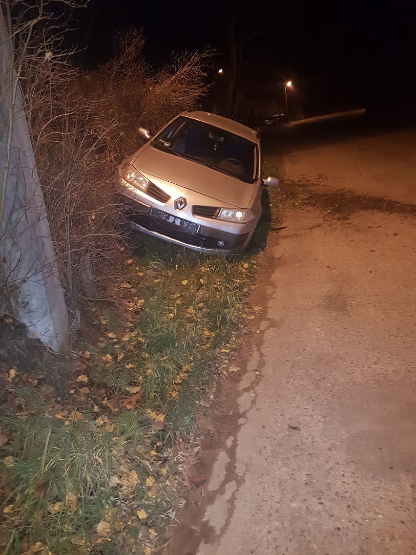 Pod Stargardem zatrzymali pijanego kierowcę. Zjechał renaultem na pobocze. Przy sobie miał "trawkę". Trzech mężczyzn przekazało go policji