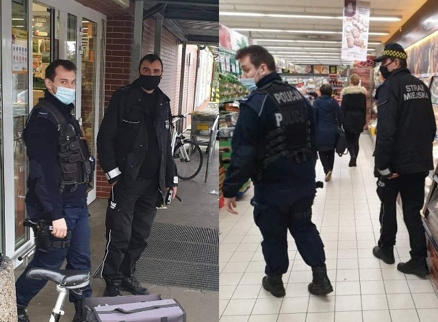 Kontrole policji i straży miejskiej w sklepach w Krośnie Odrzańskim.