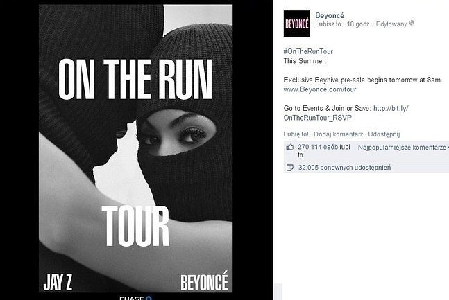 "On The Run Tour" (fot. screen z Facebook.com)