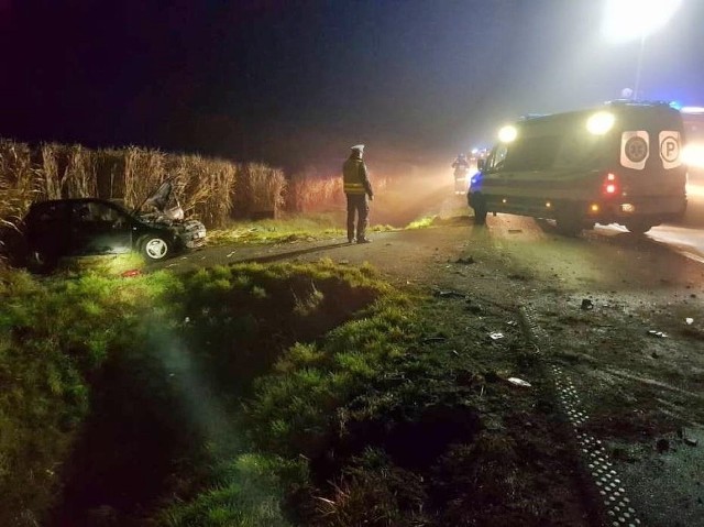 Pod Grudziądzem pijany kierowca zjechał z drogi i dachował. Fot. Policja