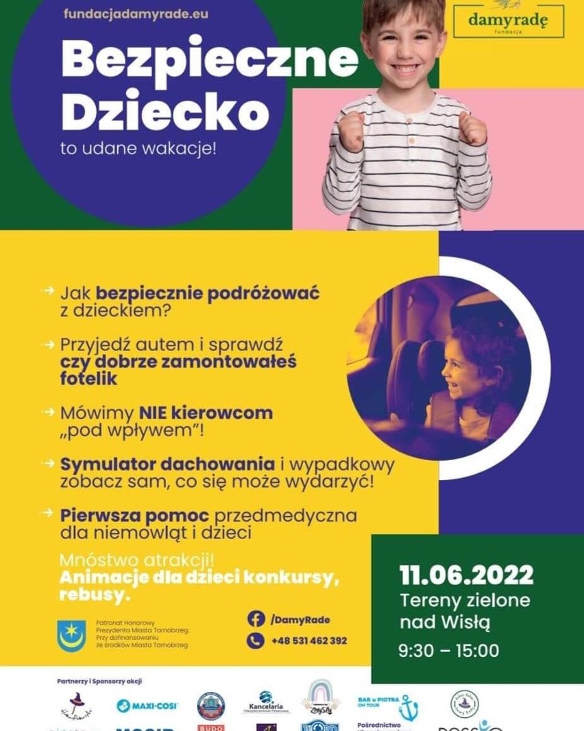 Akcja "Bezpieczne dziecko to udane wakacje" 11 czerwca nad Wisłą w Tarnobrzegu. Pokazy, konkursy i atrakcje dla rodzin