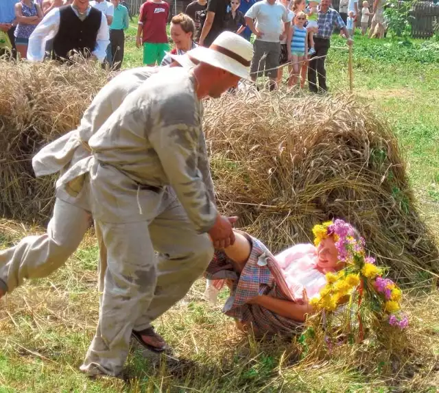 Tradycyjne "oborywanie przepiórki" na zakończenie żniw