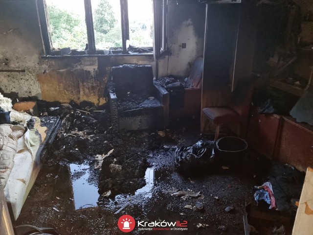 Pożar domu w Kamieniu w gminie Czernichów