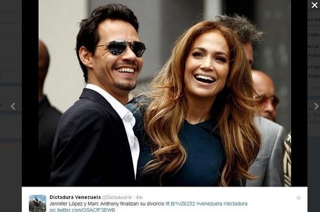 Marc Anthony i Jennifer Lopez (fot. screen z Twitter.com)