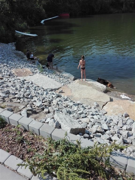 Park Lisiniec w Częstochowie. Ludzie kąpią się mimo braku...