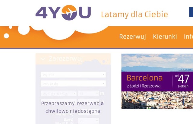 Firma 4You Airlines zawiesiła sprzedaż biletów