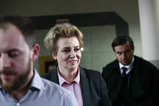 12 marca 2018 r. Hanna Zdanowska opuszcza Sąd Rejonowy Łódź - Śródmieście po usłyszeniu wyroku.