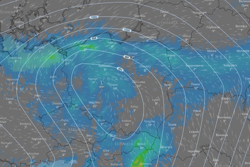 Prognozowane opady deszczu w Polsce w sobotni wieczór...