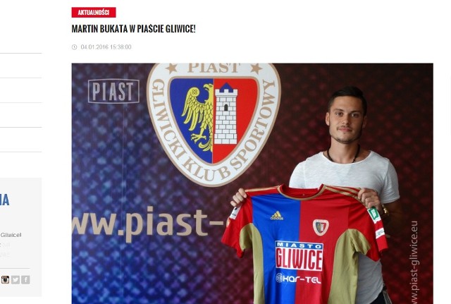 Piast podpisał kontrakt z Martinem Bukatą