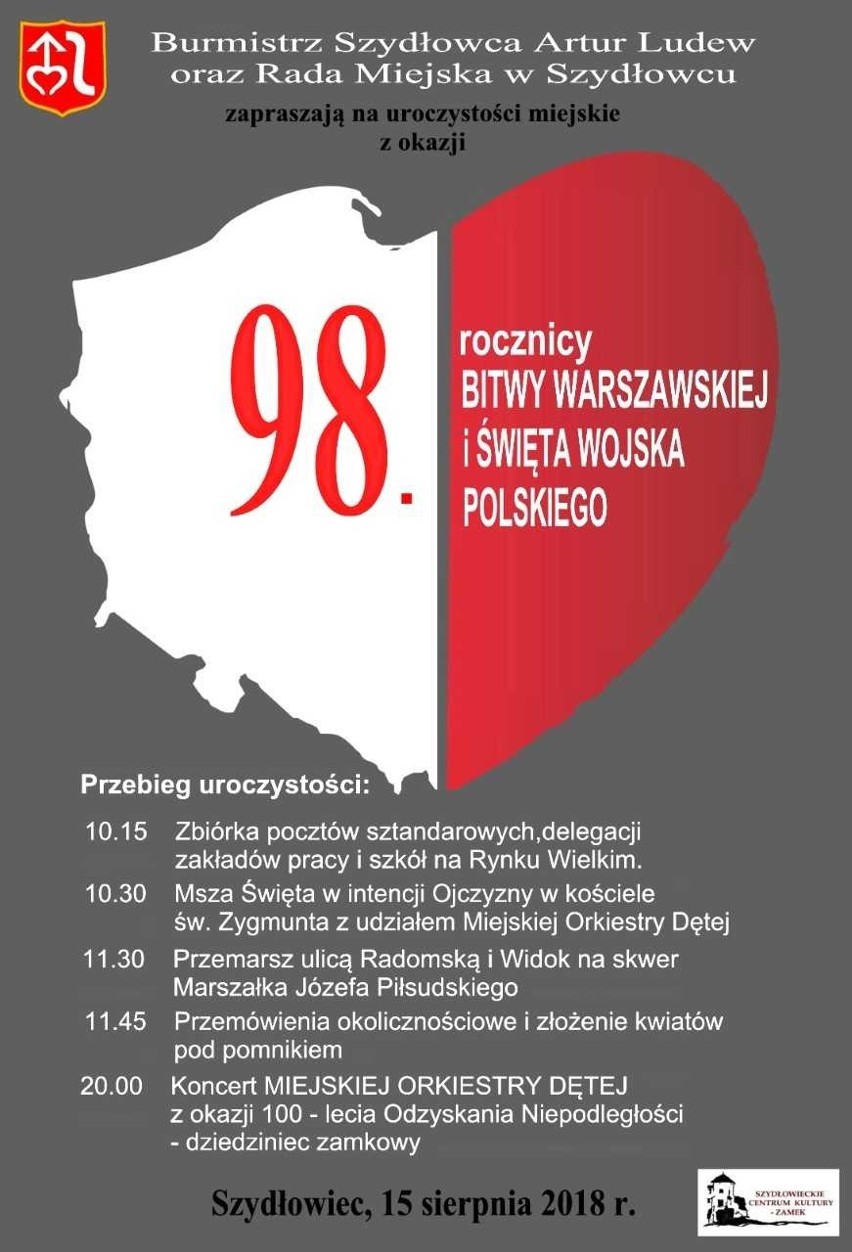 Szydłowieckie obchody uroczystości okazji 98. rocznicy Bitwy Warszawskiej i Święta Wojska Polskiego