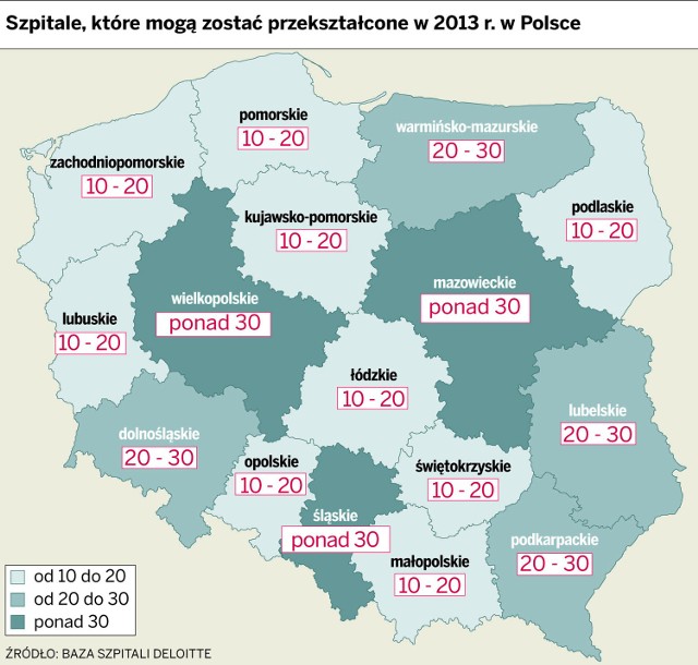 W regionie łódzkim do przekształcenia nadaje się w tym roku od 10 do 20 szpitali.