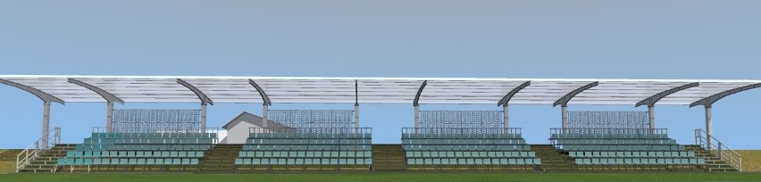 Będzie zadaszona trybuna na stadionie GKS Rudki. Prace rozpoczną się w tym roku. Zobaczcie wizualizacje [ZDJĘCIA]