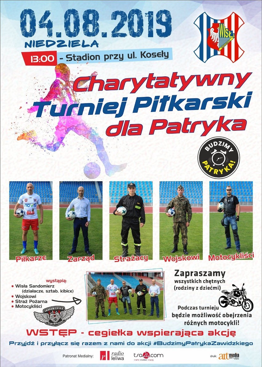 W niedzielę w Sandomierzu Charytatywny Turniej Piłkarski dla Patryka. Zagrają Piłkarze, Zarząd, Motocykliści, Strażacy, Wojskowi [ZDJĘCIA]