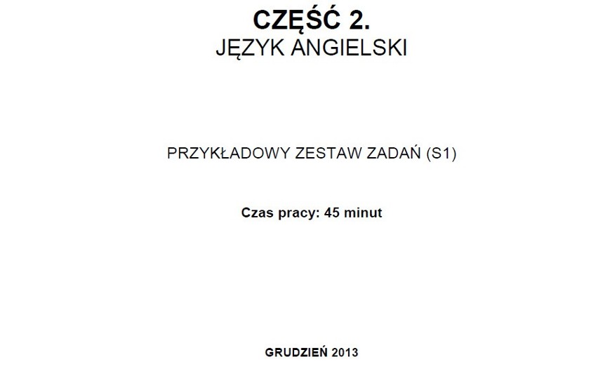 Sprawdzian szóstoklasisty 2015. Przykładowe zadania. Język angielski [ARKUSZE,ODPOWIEDZI]