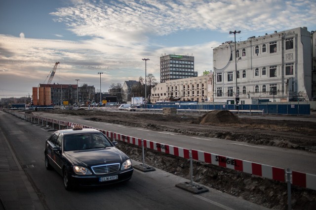 Plac budowy trasy W-Z w Łodzi - 18.11.2013