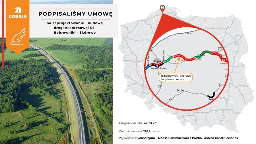 Aldesa wybuduje Drogę S6 między Bobrownikami a Skórowem. Tym odcinkiem ekspresówki pojedziemy w 2025 roku