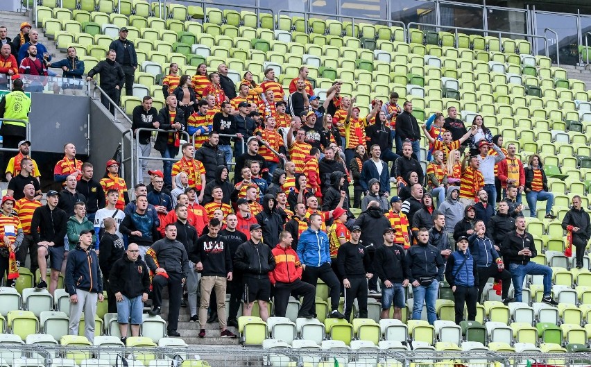 Kibice Jagiellonii na stadionie w Gdańsku