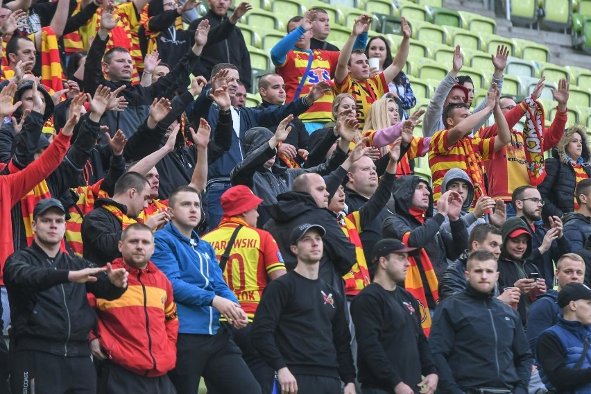 Kibice Jagiellonii na stadionie w Gdańsku