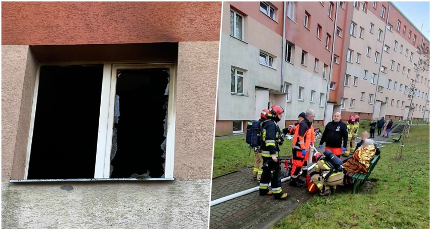 Pożar mieszkania w bloku przy ul. Grunwaldzkiej w Przemyślu. Do szpitala zabrano starszą kobietę [ZDJĘCIA, WIDEO]