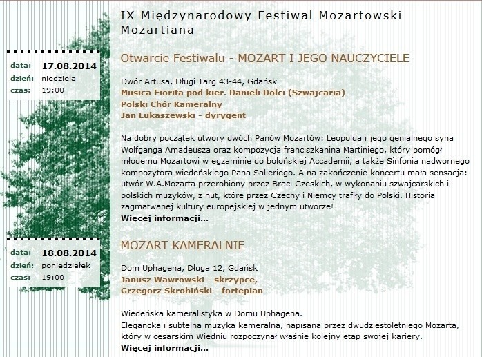 Gdańsk: Międzynarodowy Festiwal Mozartowski Mozartiana 2014 [PROGRAM, WIDEO, ROZMOWA]