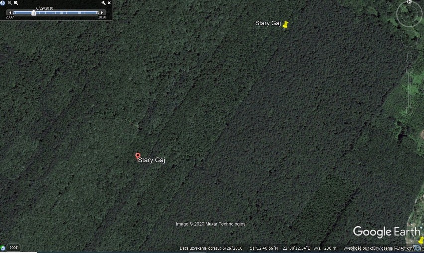 Zdjęcie Starego Gaju w Google Earth z 2010 roku…