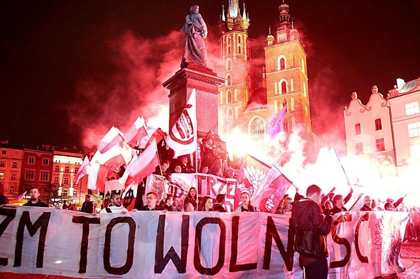 Marsz narodowców w Krakowie [WIDEO, ZDJĘCIA]