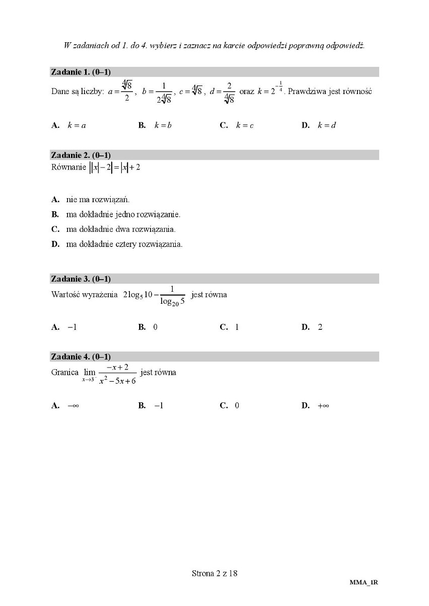 MATURA MATEMATYKA 2018 ROZSZERZONA. Matura z matematyki na...