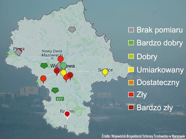 Indeks jakości powietrza w Radomiu w środę o godzinie 10. 