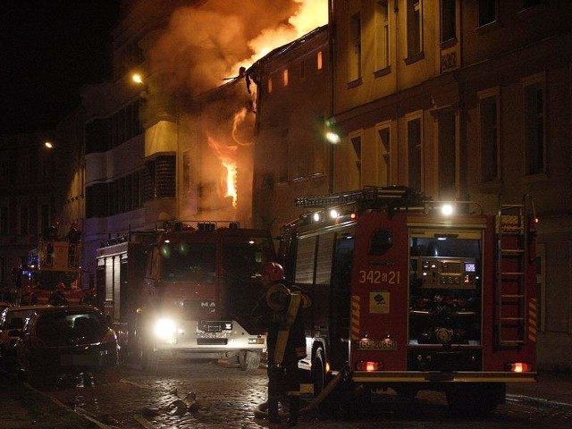 Pożar kamienicy przy ul. Krasińskiego w Słupsku.