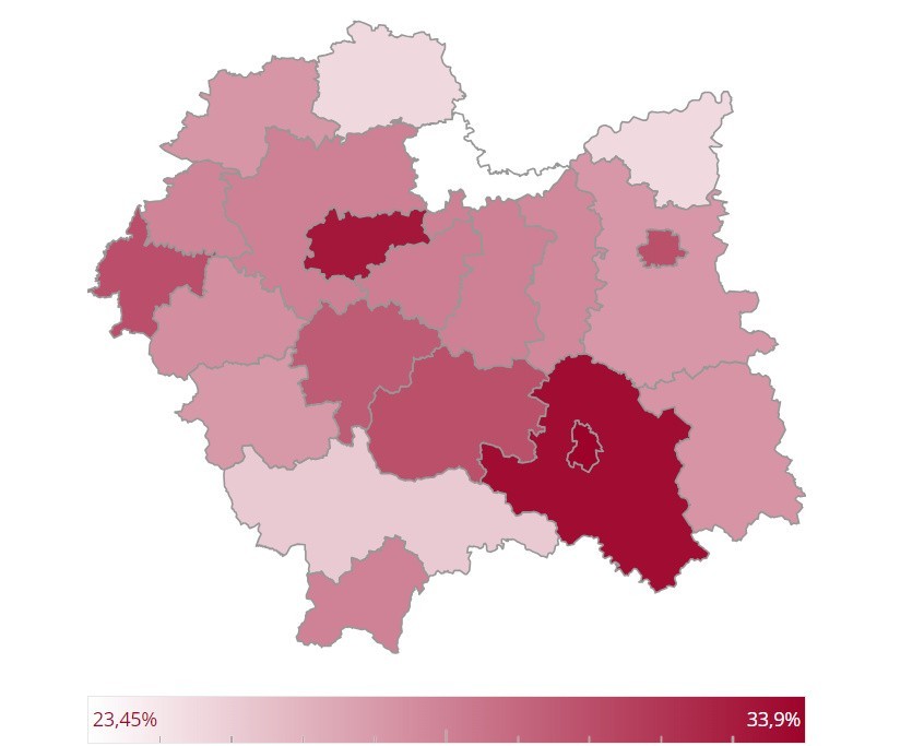 Wyniki głosowania do godz. 17 w Małopolsce.