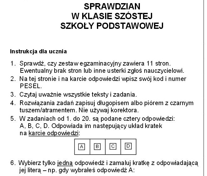 Próbny sprawdzian szóstoklasisty styczeń 2015 z Operonem -...