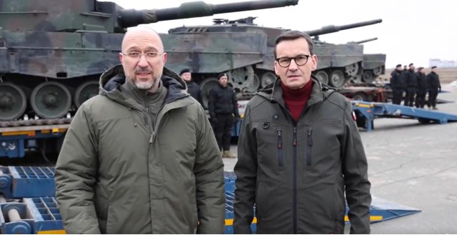 Denys Szmychal podziękował Mateuszowi Morawieckiemu za przekazanie pierwszych czołgów Leopard 2.