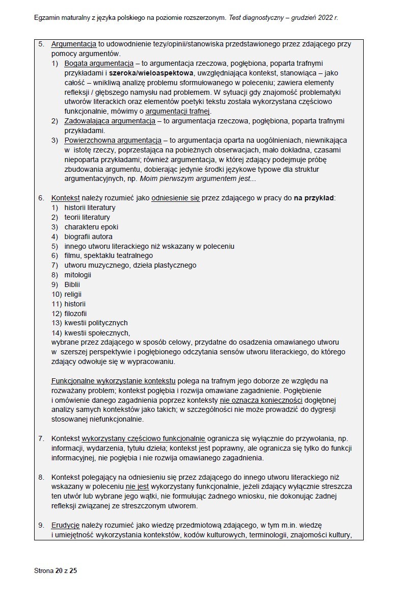 Kryteria oceniania wypracowania na maturze rozszerzonej z polskiego - formuła 2023