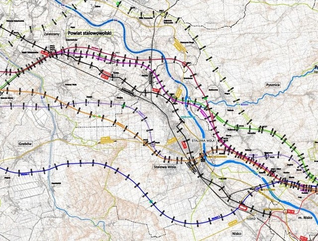 Siedem wariantów przebiegu S-74 przez nasz region.