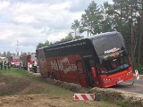 Polski Bus blokował DK 91 na wylocie na Łódź [ZDJĘCIA]