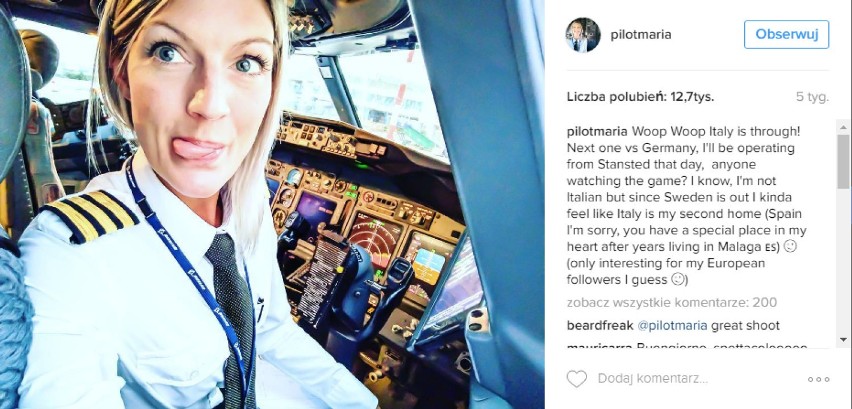 Maria Pettersson, pilot sieci Ryanair podbija Internet...
