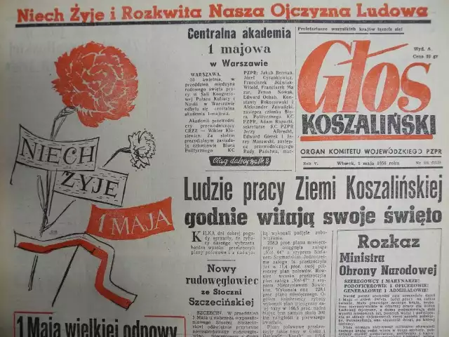 Dziś obchodzimy święto 1 Maja. Jak Święto Pracy obchodzone było kilkadziesiąt lat temu? Jak o uroczystościach pisał Głos? Zajrzeliśmy do wydań Głosu Koszalińskiego i Głosu Pomorza z lat: 1956, 1968, 1974, 1989 i 1997.