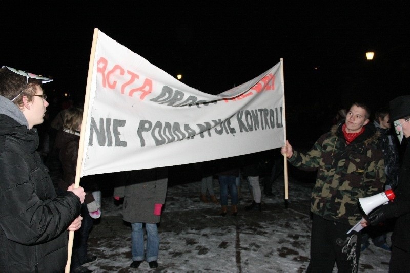 Protest przeciwko ACTA w Koszalinie.