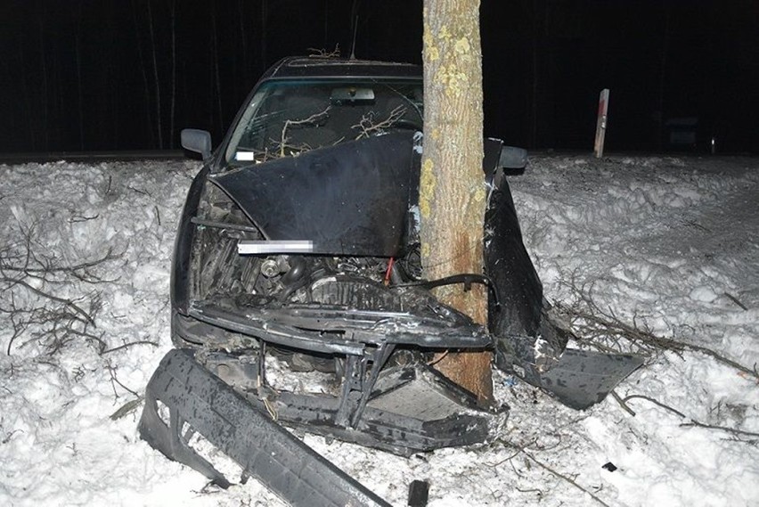Horbów-Kolonia: Auto wbiło się w drzewo. Jedna osoba trafiła do szpitala