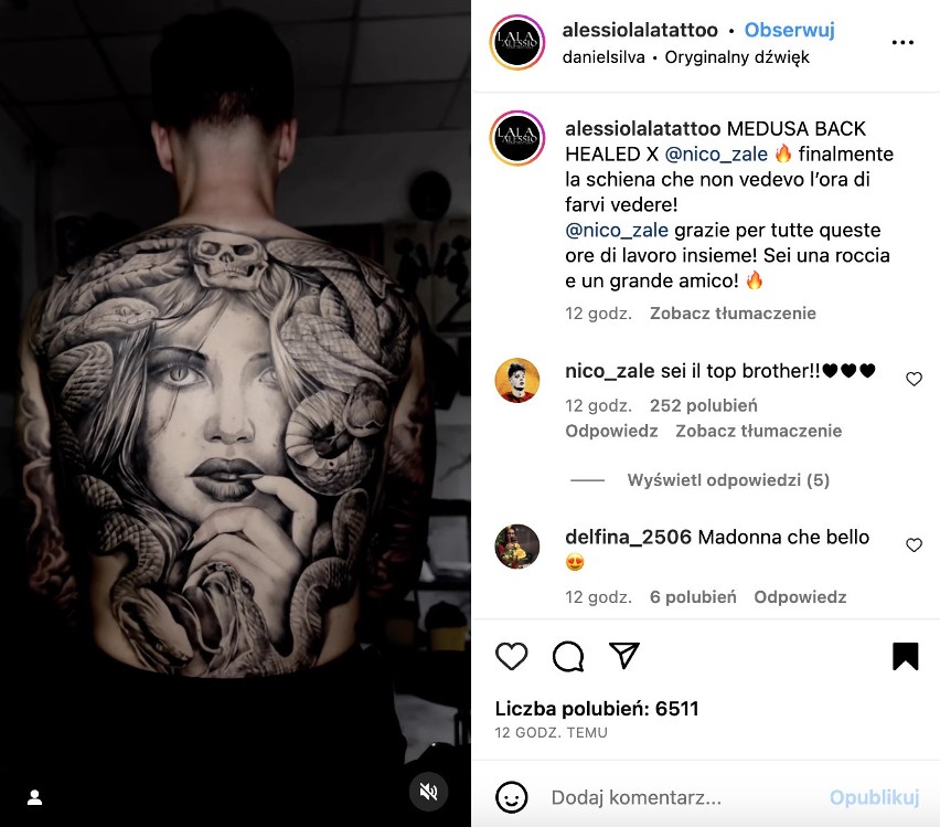 Liga włoska. Nicola Zalewski zrobił gigantyczny tatuaż na plecach. Idzie w ślady Tymoteusza Puchacza? 