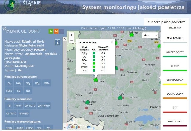 Dane ślaskiego systemu monitoringu jakości powietrza