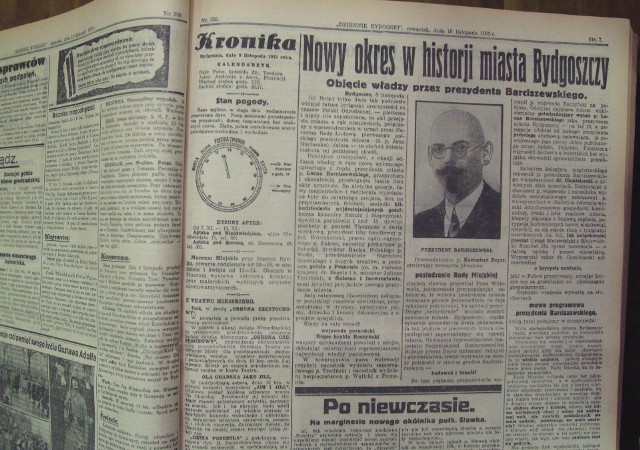 10 listopada 1932 r. w „Dzienniku Bydgoskim” ukazała się relacja z zaprzysiężenia Leona Barciszewskiego na prezydenta.