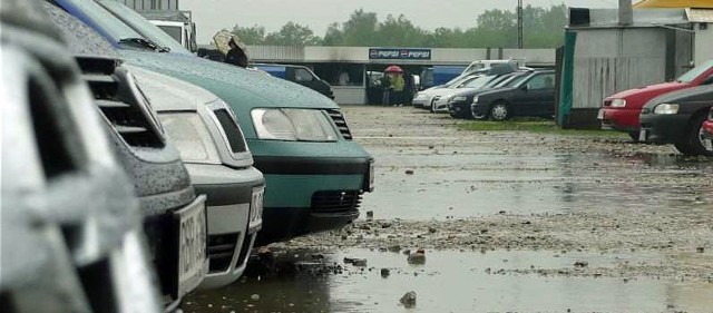 Największe błoto na giełdzie tworzy się po deszczu. Po długotrwałych opadach, oraz w czasie wiosennych roztopów kałuże mają po kilkanaście metrów średnicy.