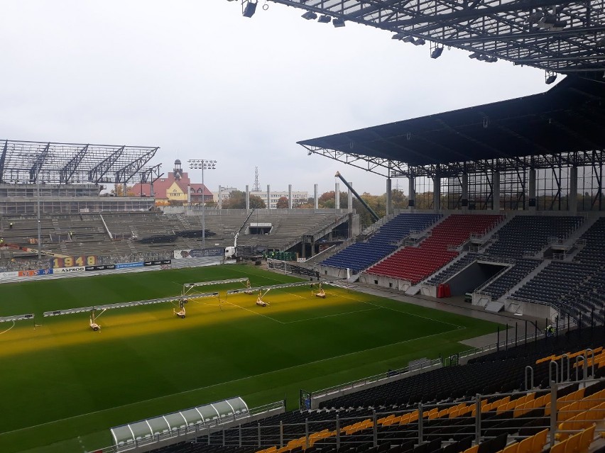 Stadion Pogoni - stan prac na 18 października 2021.