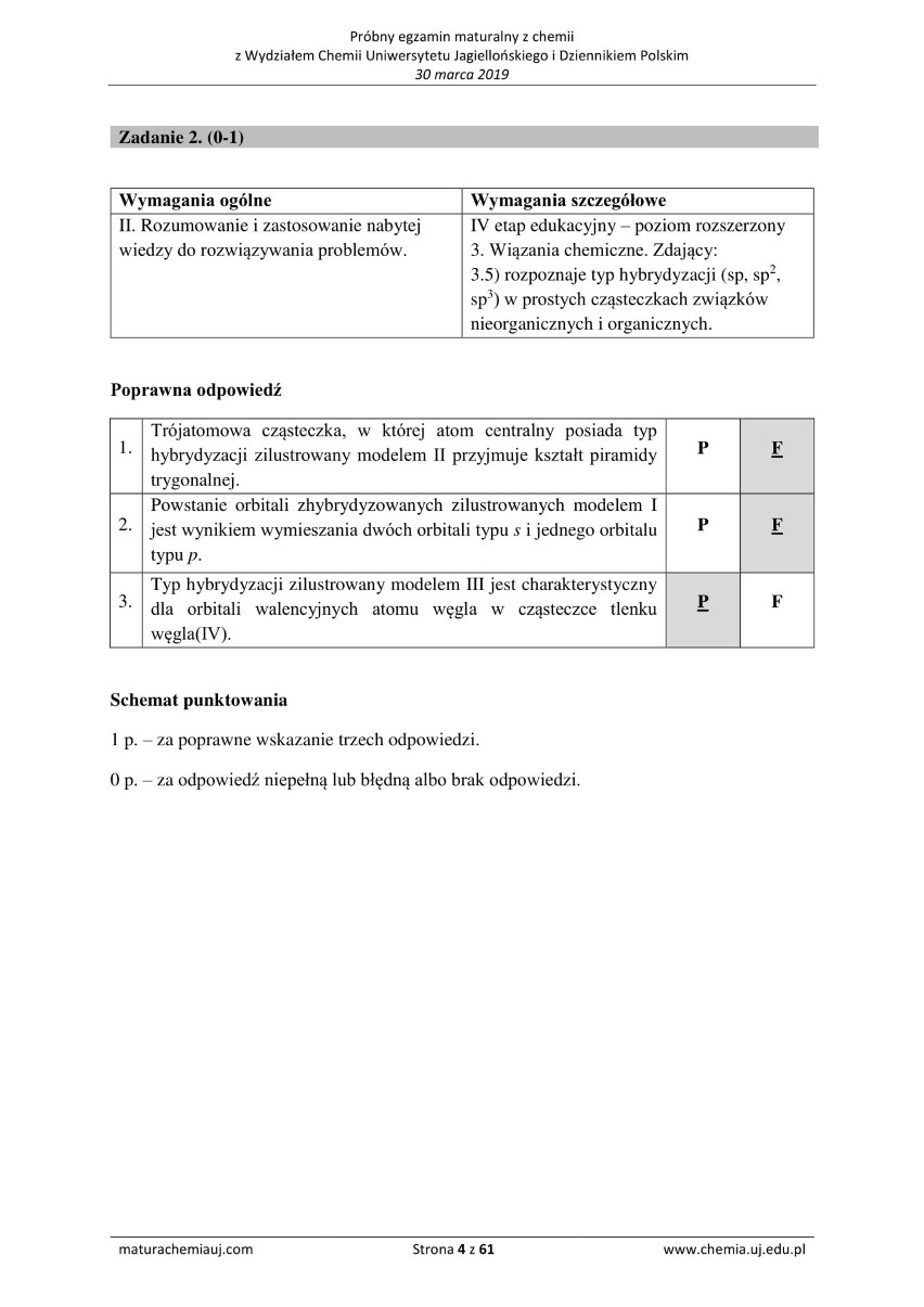 Matura z chemii 2019 ODPOWIEDZI