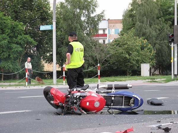 Wypadek motocyklisty na skrzyzowaniu Zielonogórskiej z...