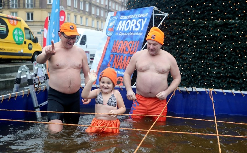 Morsy w centrum Szczecina! Kąpiel w basenie na jarmarku [ZDJĘCIA, WIDEO] 